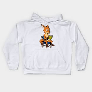 Cartoon Fox reading Book Kids Hoodie